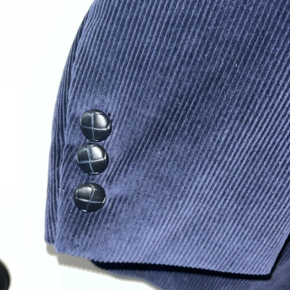 Sharp Sheplers navy blue corduroy western blazer sport coat elbow patches 42L